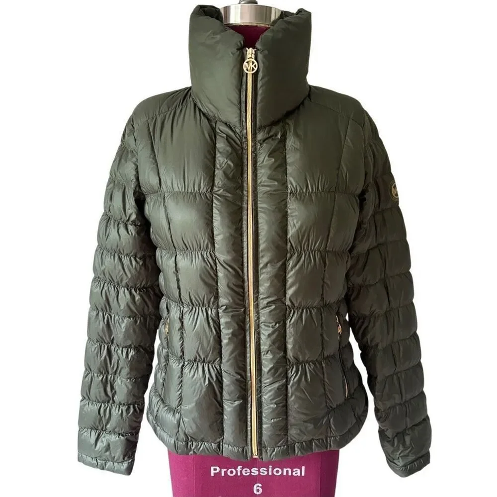 Michael Kors Packable Down Jacket size S Green Puffer